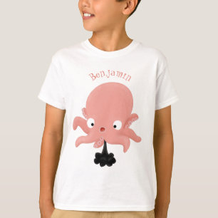Camiseta Humor animado de polvo de bebê rosa e bonito