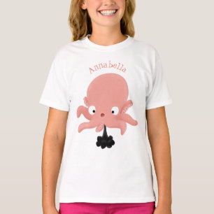 Camiseta Humor animado de polvo de bebê rosa e bonito