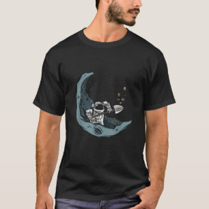 Camiseta Humor Astronauta Minando Moedas na Lua Funny Spa