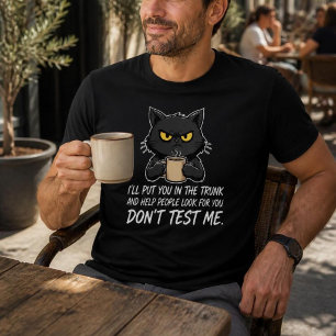 Camiseta Humor Café Cínico Amante de Gato Preto
