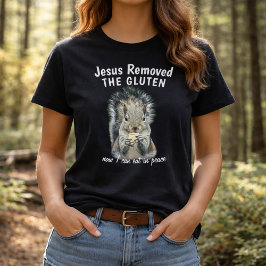 Camiseta Humor Cristão Sem Glúten Esquilo Foto