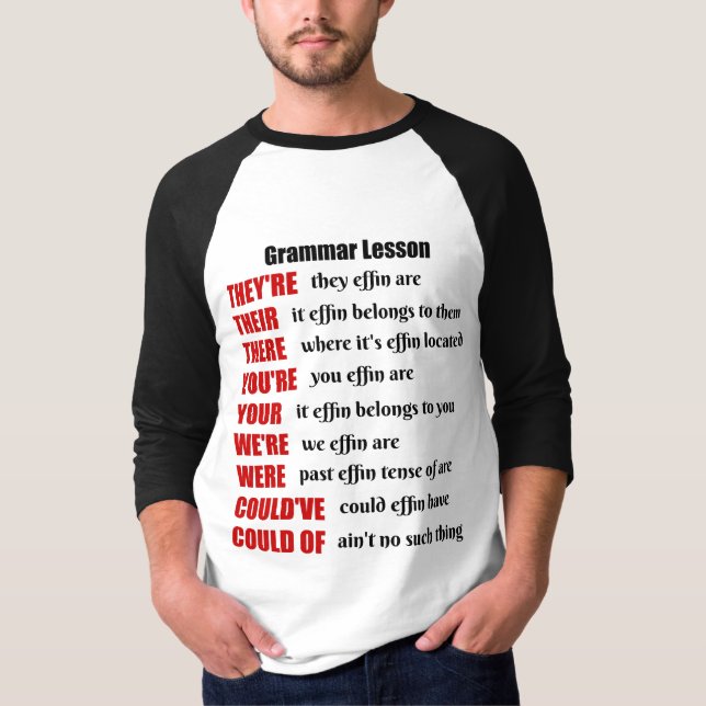 Camiseta Humor da lição de gramática são seus lá (Frente)