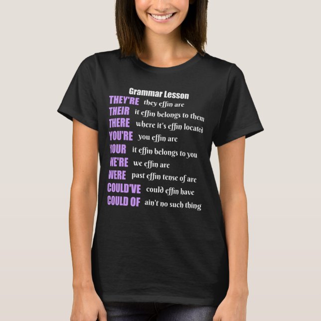 Camiseta Humor da lição de gramática são seus lá (Frente)