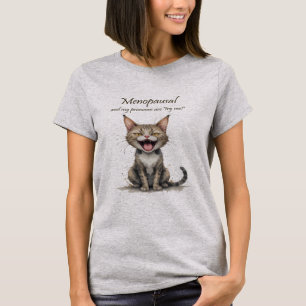Camiseta Humor da Menopausa Gato Estressado Irritado