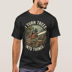 Camiseta Humor de Carpinteiro Eu Transformo Árvores em Cois