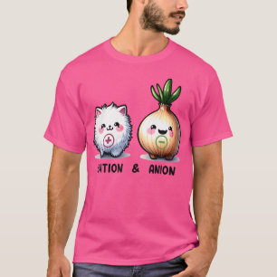 Camiseta Humor de Cátion e Ânion Gato e Cebola Química