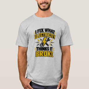 Camiseta Humor de Eletricista Eu Conserto o que a Eletricid