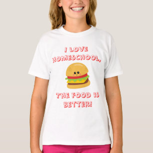 Camiseta Humor de Ensino em Casa com Cheeseburger