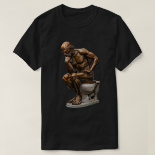 Camiseta Humor de Estátua de Bronze "O Pensador"