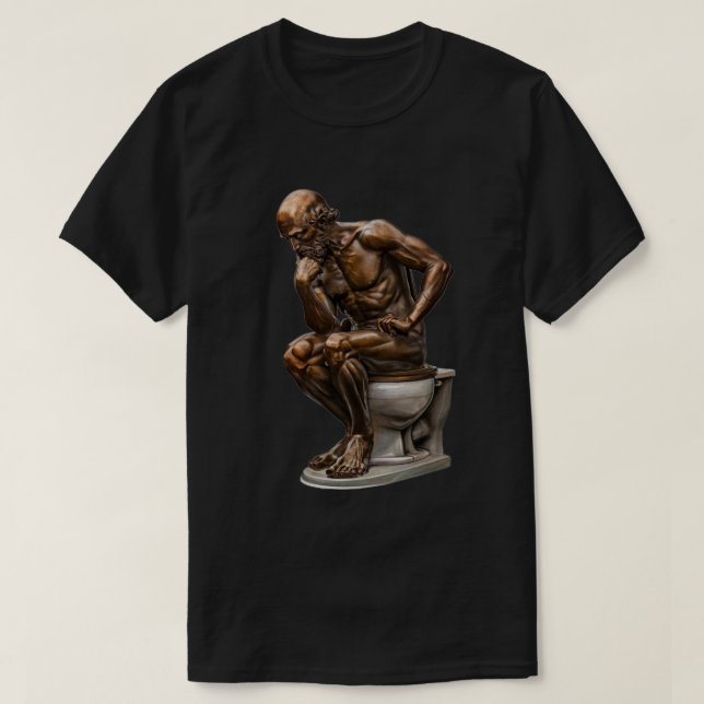 Camiseta Humor de Estátua de Bronze "O Pensador" (Frente do Design)