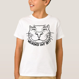 Camiseta Humor de Gato Excêntrico Close Up Desconcertado Ai