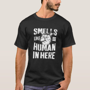Camiseta Humor De Gato Hilário Cheira Como Humano Aqui Shir