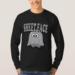 Camiseta Humor de Halloween Fantasma Lençol Face