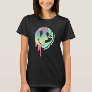 Camiseta Humor de Hoje Feliz Rosto Derretido Retro Motivaci