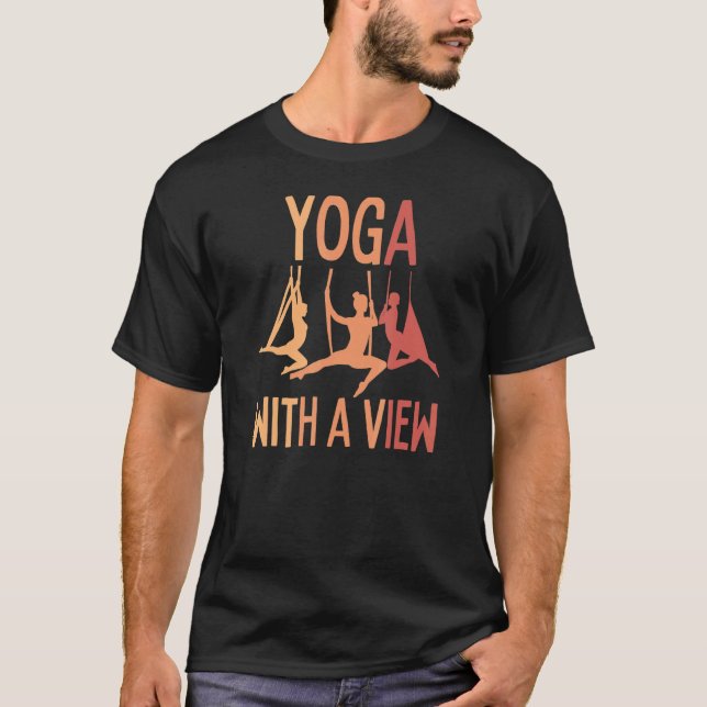 Camiseta Humor de Ioga Aérea Voadora Feminina (Frente)
