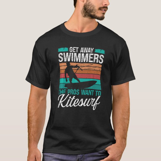 Camiseta Humor de Kiteboarder Saia dos Nadadores Gato (Frente)