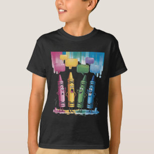 Camiseta Humor de Lápis de Cor Crayons Fofos Vida de Profes