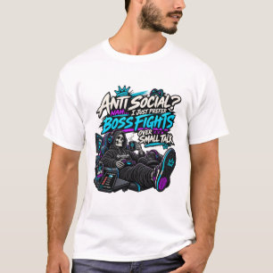 Camiseta Humor de Luta Contra o Chefe de Jogo Antisocial