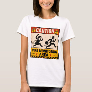 Camiseta Humor de Mulher Divertida - Sinal de Alerta de Cas