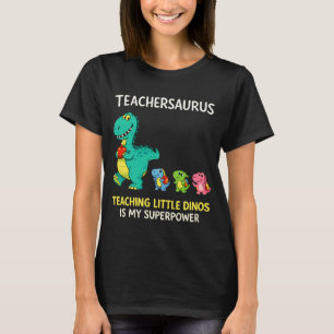 Camiseta Humor de professor Teachersaurus com pequenos dino