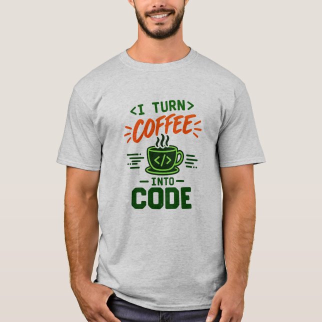 Camiseta Humor de Programador de TI Eu Transformo Café em C (Frente)