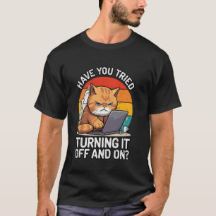 Camiseta Humor de Suporte Técnico de TI Gatos Rapazes Engen