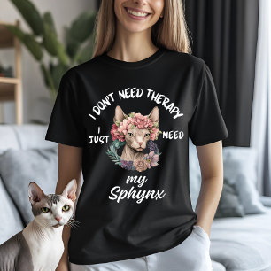 Camiseta Humor de Terapêutica com Gatos Esphynx