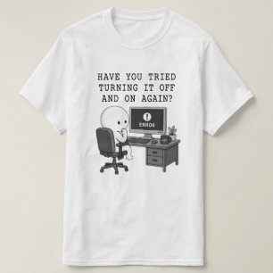 Camiseta Humor do IT Crowd - Desligando e Ligando 