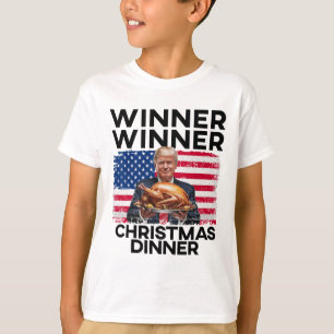 Camiseta Humor Engraçado Vencedor Vencedor do Janto de Nata