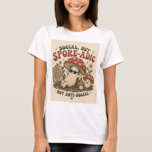 Camiseta Humor Espórico – Design Retro de Cogumelo Fofo e R