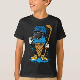 Camiseta Humor Esportivo de Hóquei Engraçado Sorvete Cartoo