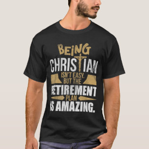 Camiseta Humor Fé Cristã Plano de Aposentadoria Céu Amazi