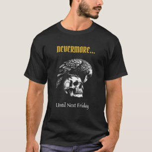 Camiseta Humor Gótico com Raven e Crânio