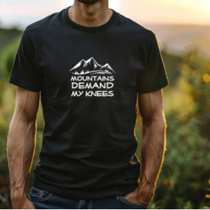 Camiseta Humor preto e branco de acampamento de caminhada