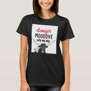 Camiseta humor preto e branco de vaca longa e engraçada