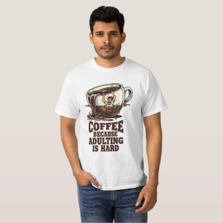 Camiseta Humor Relacionável de Adulto Amante de Café