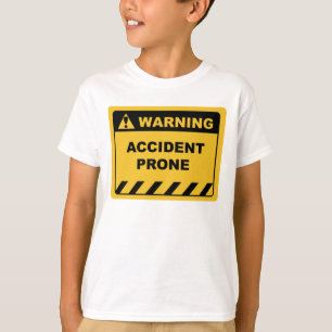 Camiseta Humor - Rótulo de Aviso Humano / Sinal ACCIDENT P