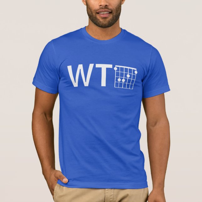 Camiseta Humor WTF com acorde F de violão (Frente)