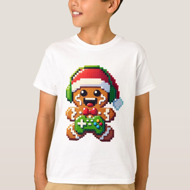 Camiseta Humorous Christmas Gamer Gingerbread Holiday Gift  (Frente)