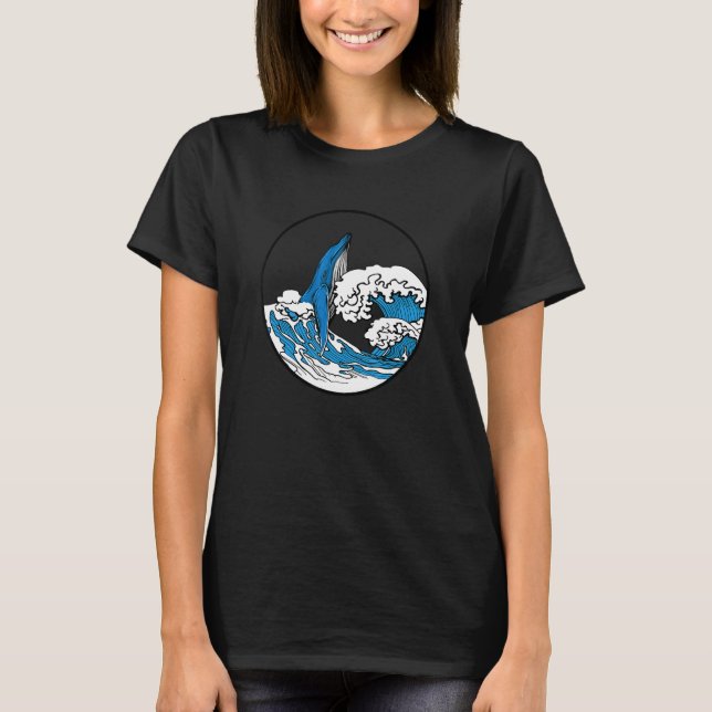 Camiseta Humpback Blue Whale Ocean Wave Nature Sea Marine A (Frente)