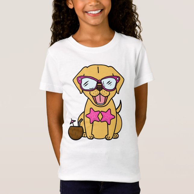 Camiseta Hund Golden Retriever mit Sonnenbrille am Strand (Frente)