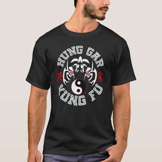 Camiseta Hung Gar Kung Fu Tiger com Símbolo Yin Yang (Frente)