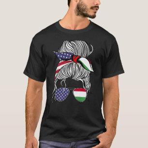 Camiseta Húngara Americana Bandeira Mulheres Húngaras