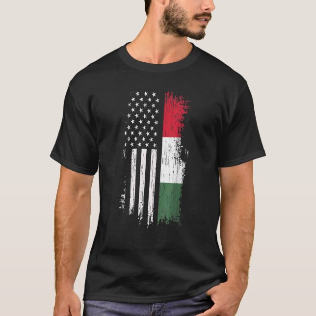 Camiseta Húngaro American Flag Pride Hungary Usa (Frente)