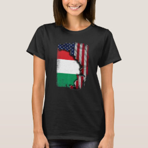 Camiseta Húngaro ROOTS Half American Flag Patrioitc Hung