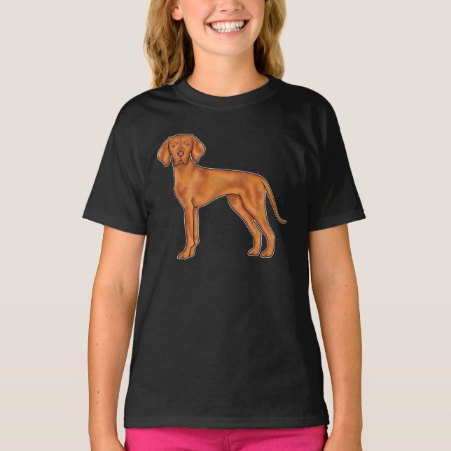 Camiseta Húngaro Vizsla Pointer Red Brown Cartoon Dog (Frente)