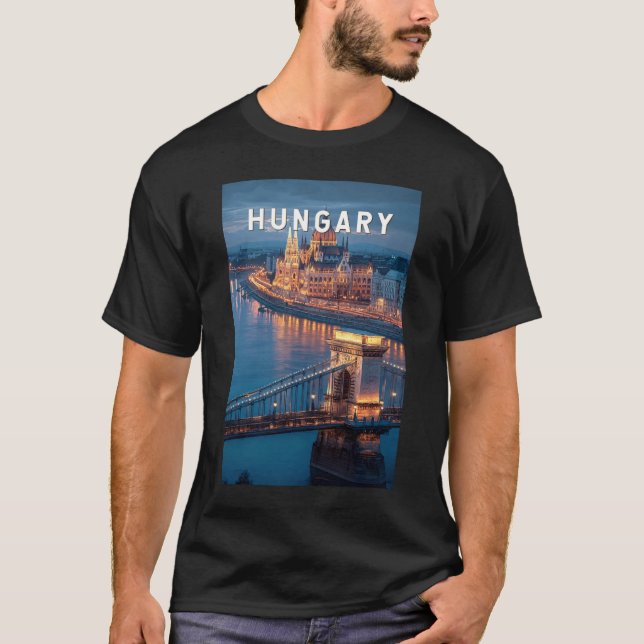 Camiseta Hungary Illustration Travel Art Vintage (Frente)