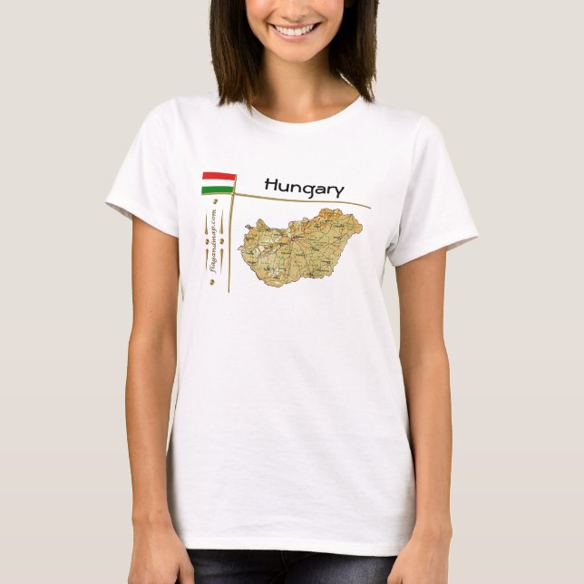 Camiseta Hungria Mapa + Bandeira + Título (Frente)