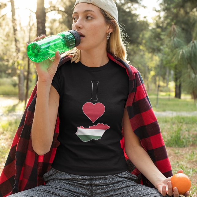 Camiseta Hungria Vertical Eu Adoro Mapa de Bandeiras Húngar (Criador carregado)