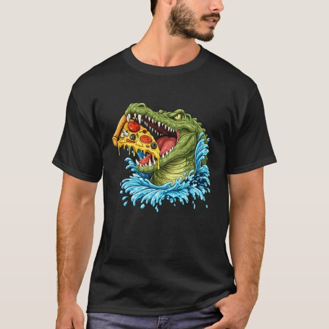 Camiseta Hungry Alligator Pizza Lover Gift - Funny Reptile  (Frente)